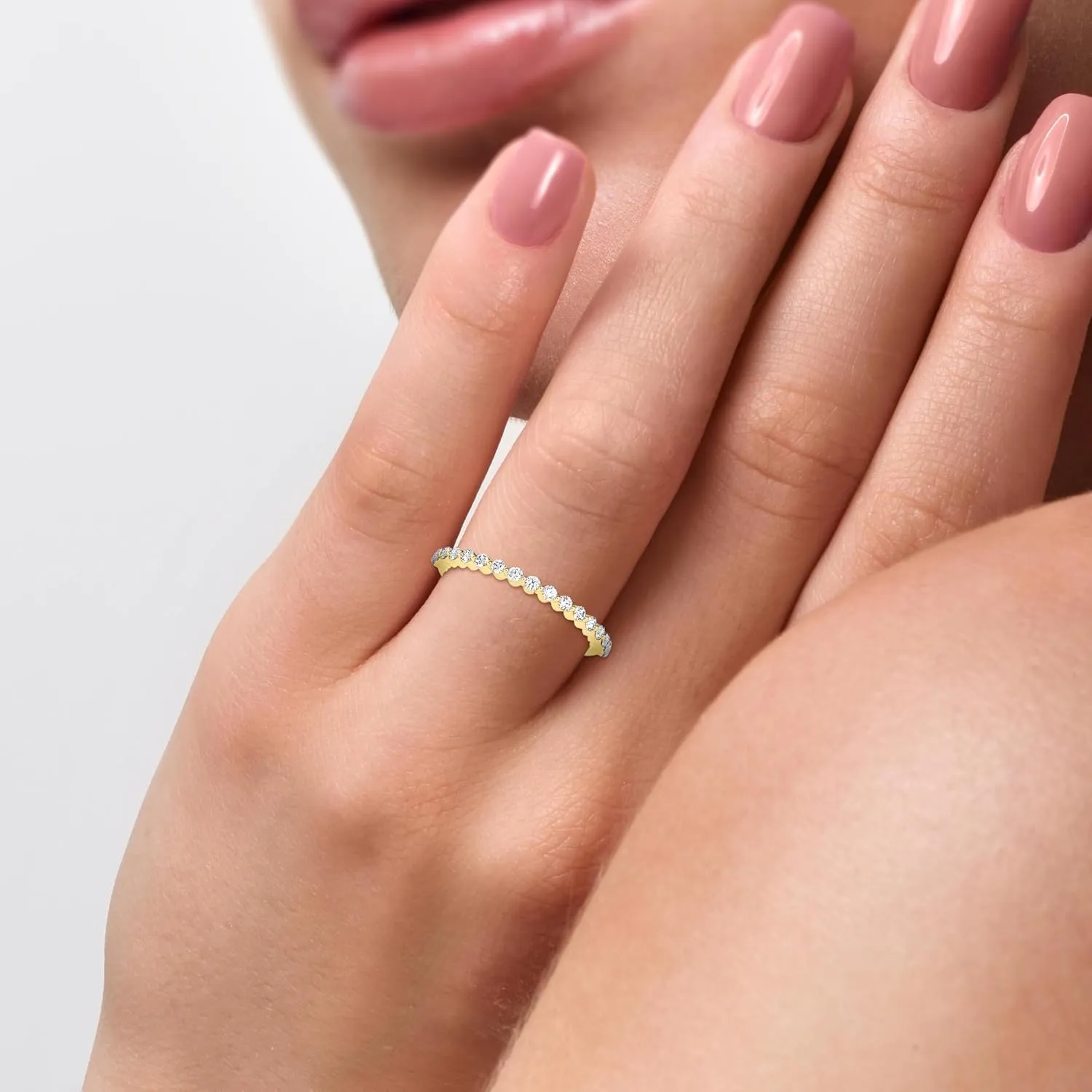 0.25 Ct Lab Grown Diamond Wedding Band for Women | 14K Solid Gold Half Eternity Ring | Single Shared Prong Setting | SGL Certified Sustainable Fine Jewelry Gift