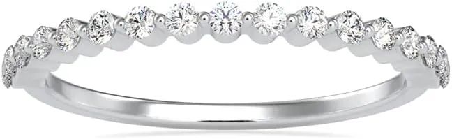 0.25 Ct Lab Grown Diamond Wedding Band for Women | 14K Solid Gold Half Eternity Ring | Single Shared Prong Setting | SGL Certified Sustainable Fine Jewelry Gift