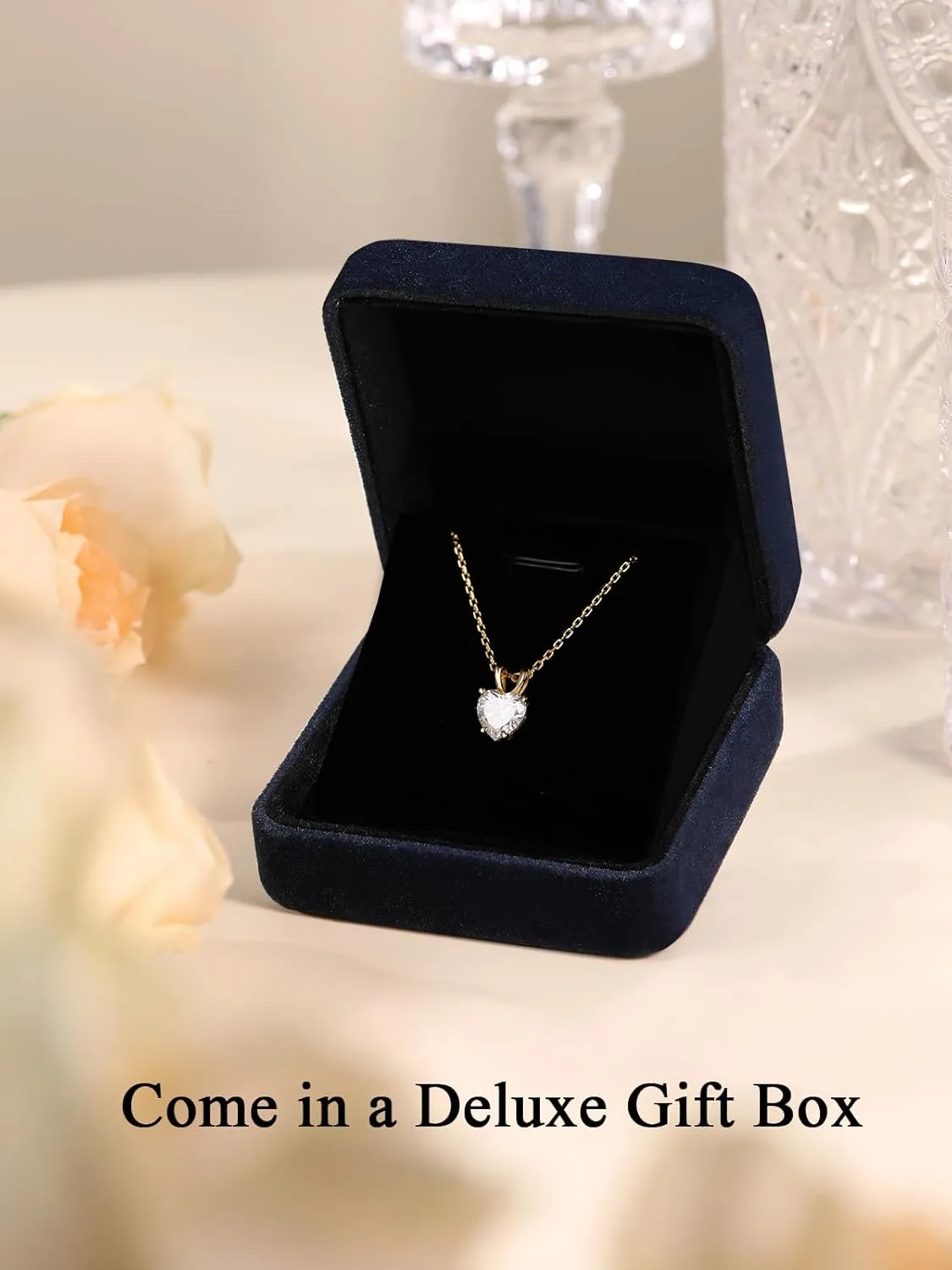 1-2 Carat Moissanite Cute Small Solitaire Necklace for Women, Round Cut/Heart Cut, Solid 925 Sterling Silver, 16"/18"/20" Adjustable Chain, Anniversary Mother's Day Valentines Gift