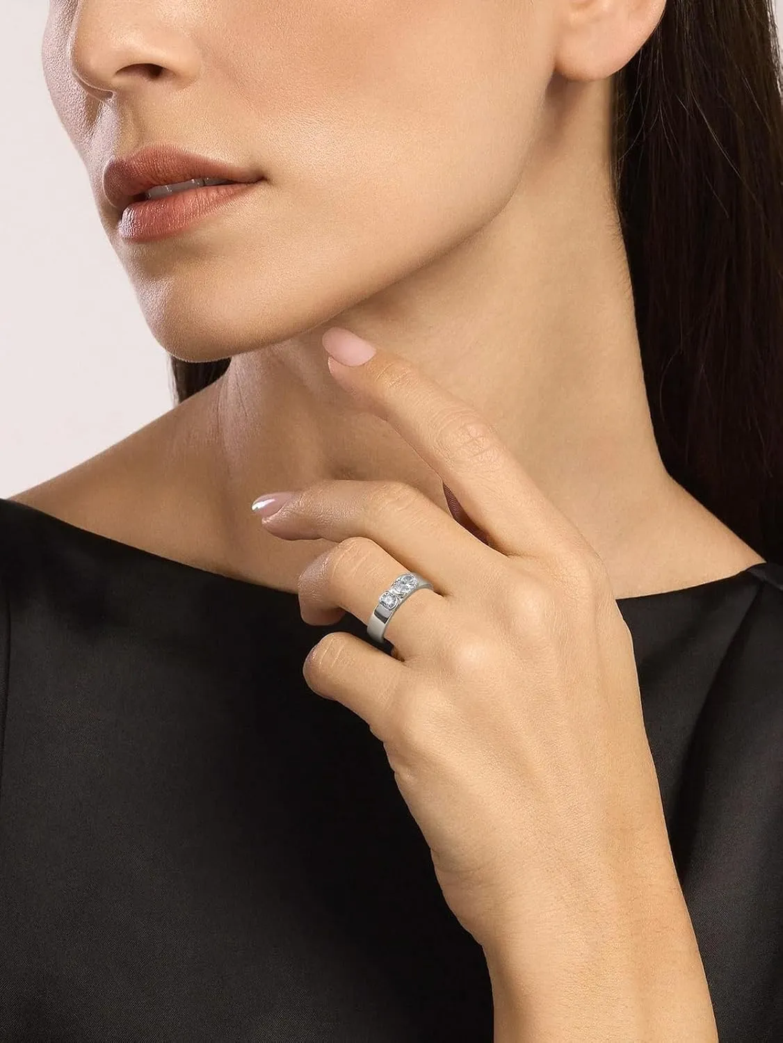 1 Carat Oval Cut Moissanite Two-stone Wide Band Ring for Women Men, Solid 925 Sterling Silver, Size 4-11, Wedding Engagement Promise Aniversary Ring, Birthday Valentines Mothers Day Ideal Gift for Her