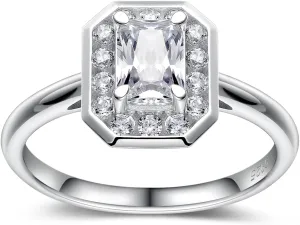 1 Carat Radiant Cut Moissanite Ring for Women, Solid 925 Sterling Silver, Size 4-11, Wedding Bands Engagement Promise Aniversary Ring, Birthday Valentines Mothers Day Ideal Gift for Her