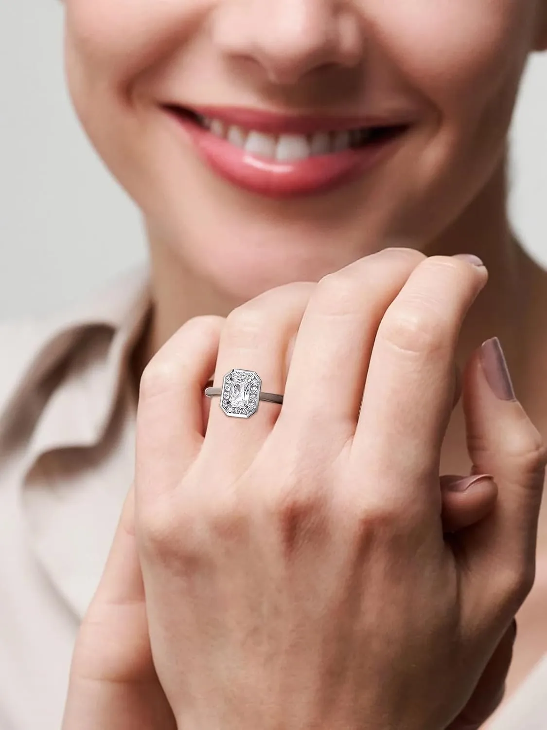 1 Carat Radiant Cut Moissanite Ring for Women, Solid 925 Sterling Silver, Size 4-11, Wedding Bands Engagement Promise Aniversary Ring, Birthday Valentines Mothers Day Ideal Gift for Her