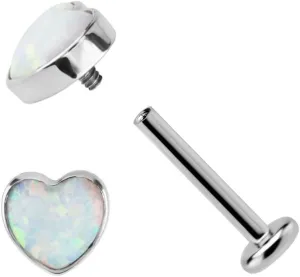 1 Piece Labret Lip Piercing 16G ASTM F136 Titanium Synthetic Opal Heart Ear Cartilage Helix Tragus Stud Body Jewelry