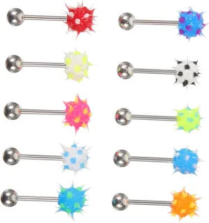 10pcs Flat Tongue Studs for Women Jewelry Tongue Rings Jewelry Decor Studs Random Color