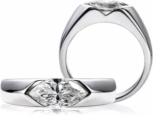10x5 mm Oval Marquise Cut Moissanite Engagement Ring for Women Platinum-Plated Silver Half Bezel Tension Set Solitaire Wedding Band D color VVS Moissanite Anniversary Promise Rings