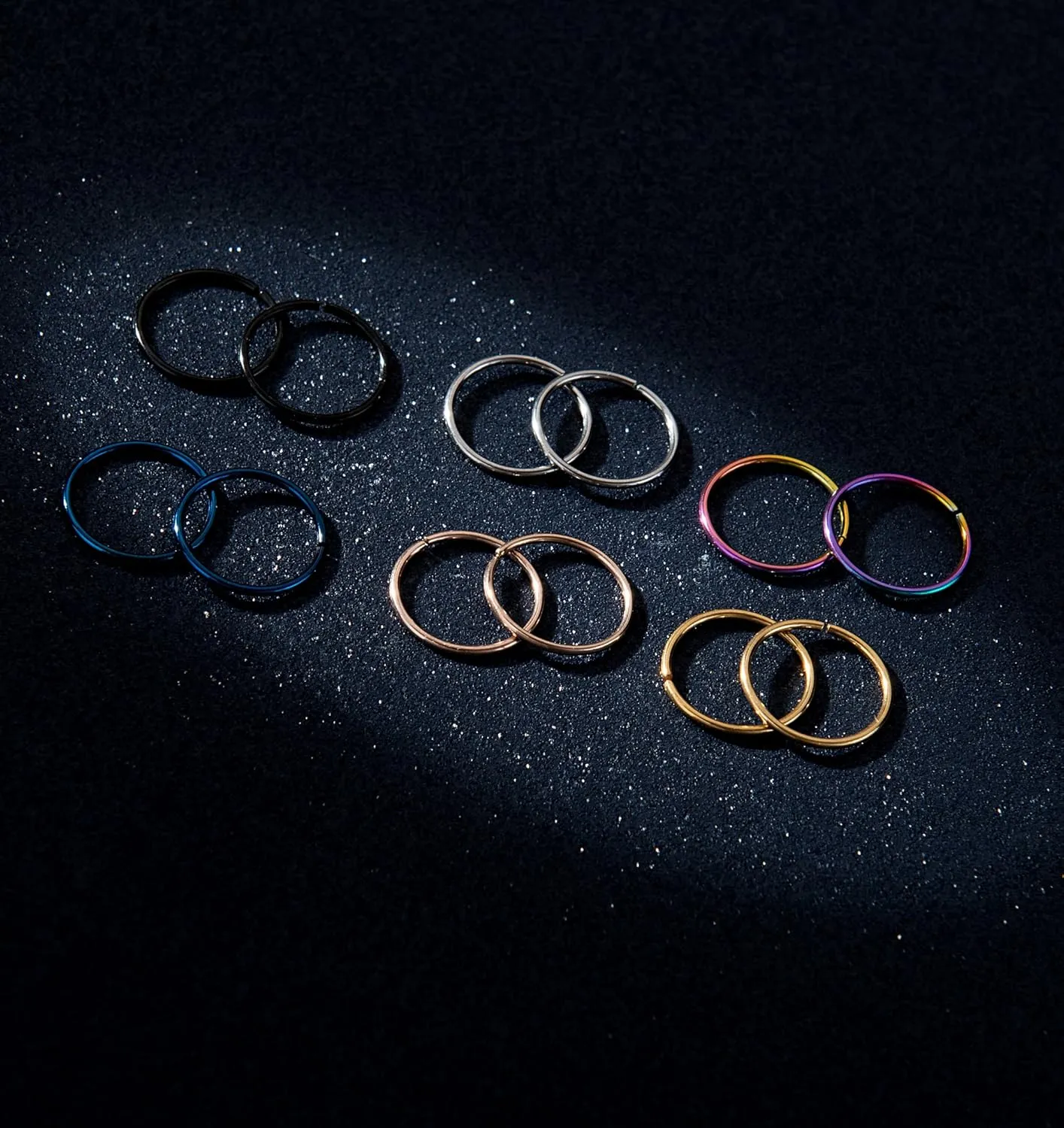 12-24Pcs 20G 316L Stainless Steel Nose Rings Hoop Tragus Cartilage Septum Ring Lip Piercing 8-10MM
