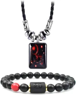 12 Zodiac Constellation Necklace Bracelet for Women Men Natural Stone Crystal Bead Beaded Bracelet Necklace Birthday Gift Constellations Jewelry Set