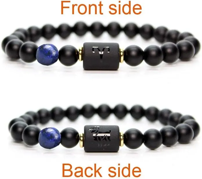 12 Zodiac Constellation Necklace Bracelet for Women Men Natural Stone Crystal Bead Beaded Bracelet Necklace Birthday Gift Constellations Jewelry Set