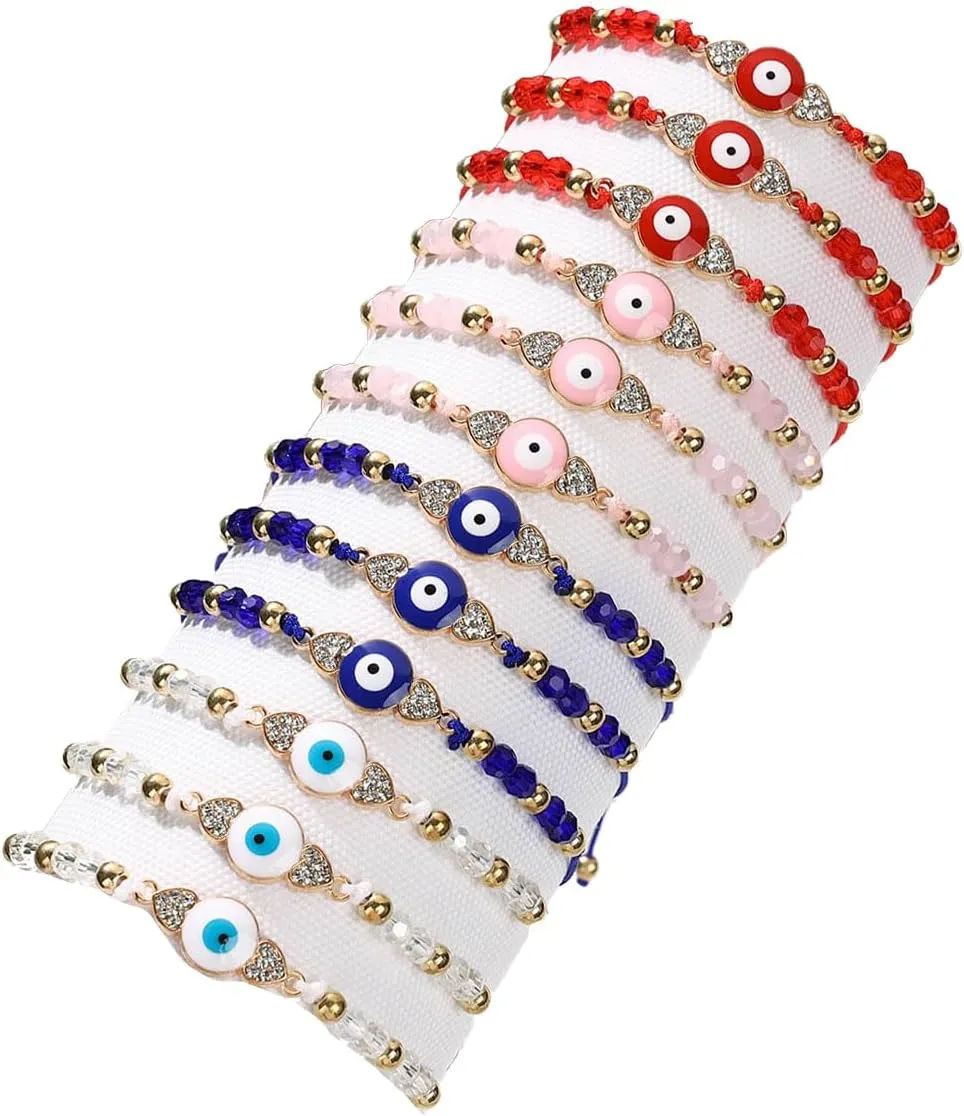 12pcs hand-woven Devil's Eye Bohemian Beach gift bracelet set