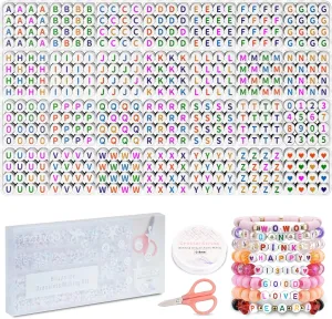 1400 Pcs Letter Beads Kit, 28 Styles White Acrylic Alphabet Beads Letter Beads for Jewelry Making wiht Number Beads Heart Beads Friendship Bracelet Kit