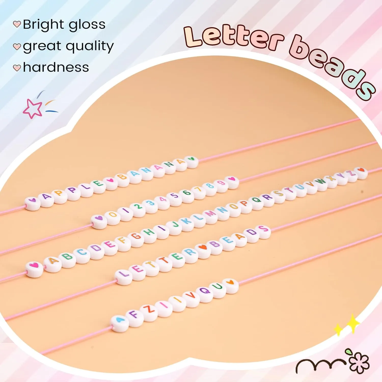 1400 Pcs Letter Beads Kit, 28 Styles White Acrylic Alphabet Beads Letter Beads for Jewelry Making wiht Number Beads Heart Beads Friendship Bracelet Kit