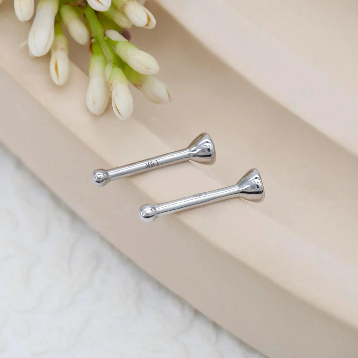 14k Gold Nose Ring Studs for Women Men, 22G/20G Nose Rings Yellow/White Gold Piercing Jewelry, Gold Nose Piercing, Hypoallergenic