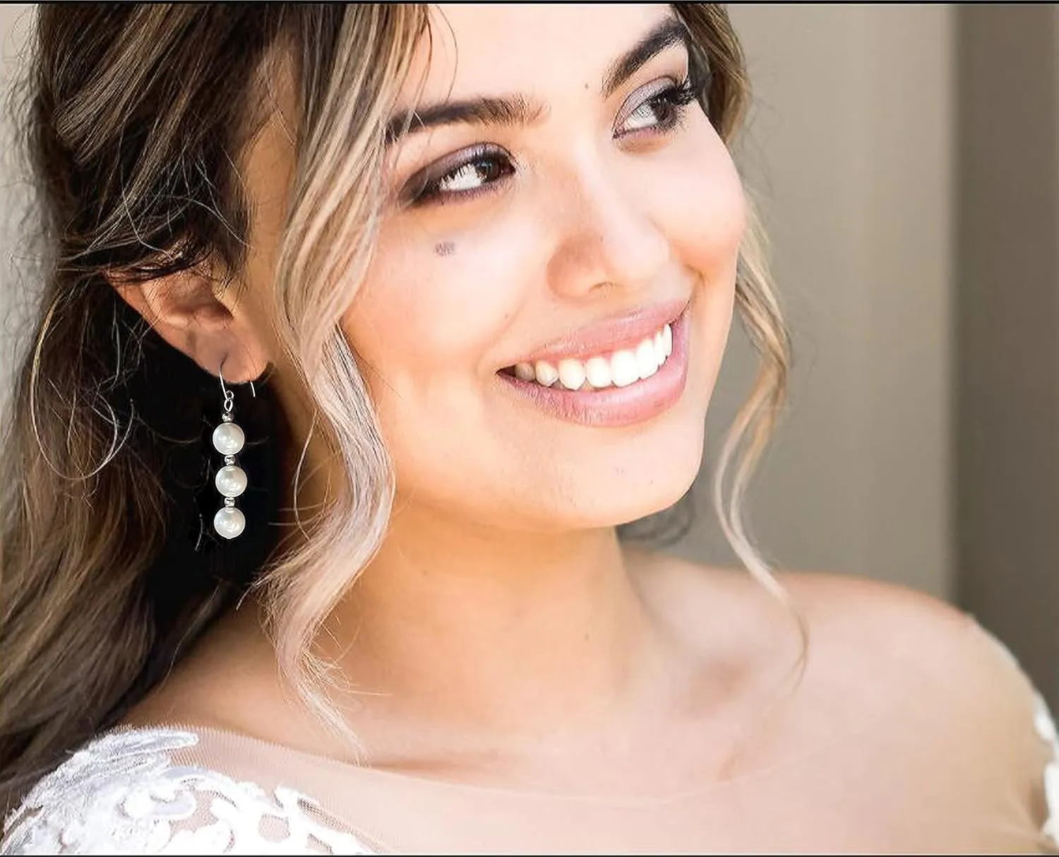 14K Gold Plated Round Bead Ball Drop Earrings for Women Minimal Lightweight Long Dangling Dangle Hoop Wedding Earrings for Brides Bridesmaid Prom Anniversary