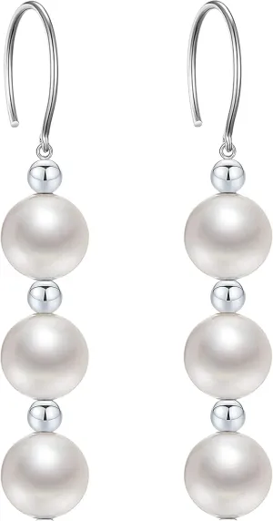 14K Gold Plated Round Bead Ball Drop Earrings for Women Minimal Lightweight Long Dangling Dangle Hoop Wedding Earrings for Brides Bridesmaid Prom Anniversary