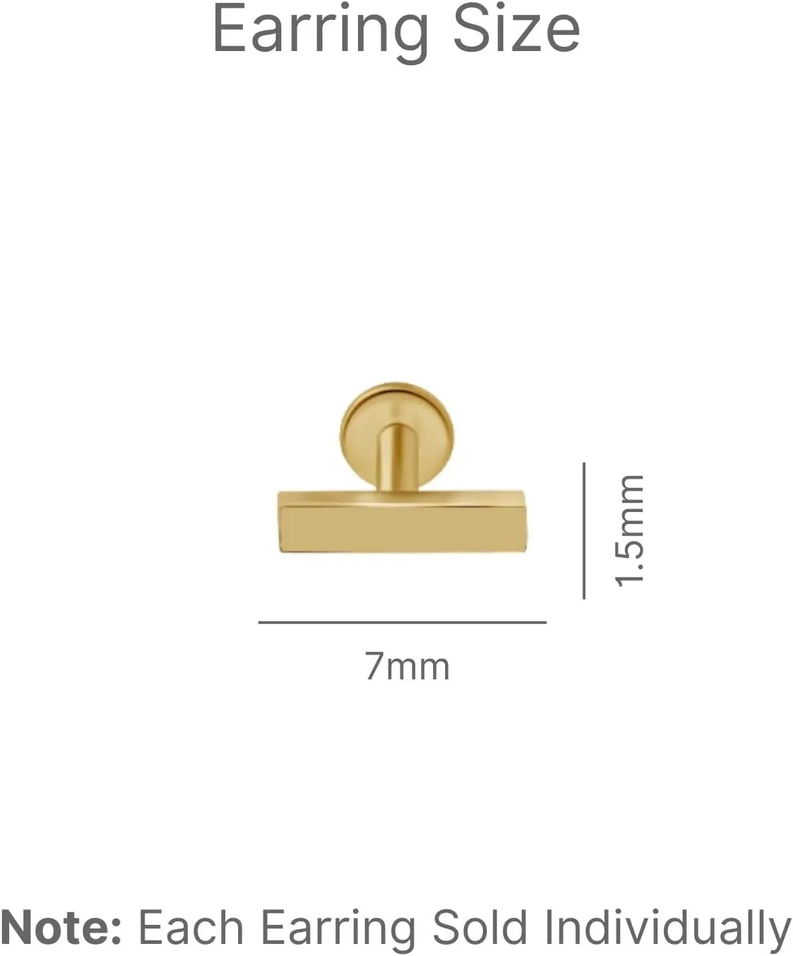 14K Solid Gold Dainty Mini Bar Flat Back Stud Earring Internally Threaded Upper Earlobe Tragus Helix Piercing Jewelry for Sensitive Ears Minimalist Earring for Upper Ear Cartilage Piercing SINGLE/PAIR
