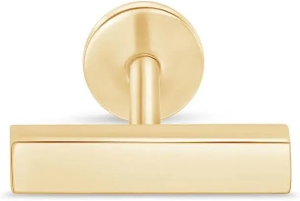 14K Solid Gold Dainty Mini Bar Flat Back Stud Earring Internally Threaded Upper Earlobe Tragus Helix Piercing Jewelry for Sensitive Ears Minimalist Earring for Upper Ear Cartilage Piercing SINGLE/PAIR