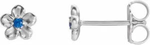 14k White Gold Small Imitation September Birthstone Flower Earrings Fine Jewelry For Women Gifts For Her