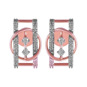 14KT (585) Rose Gold & Diamond Beautiful dainty Stud Earrings