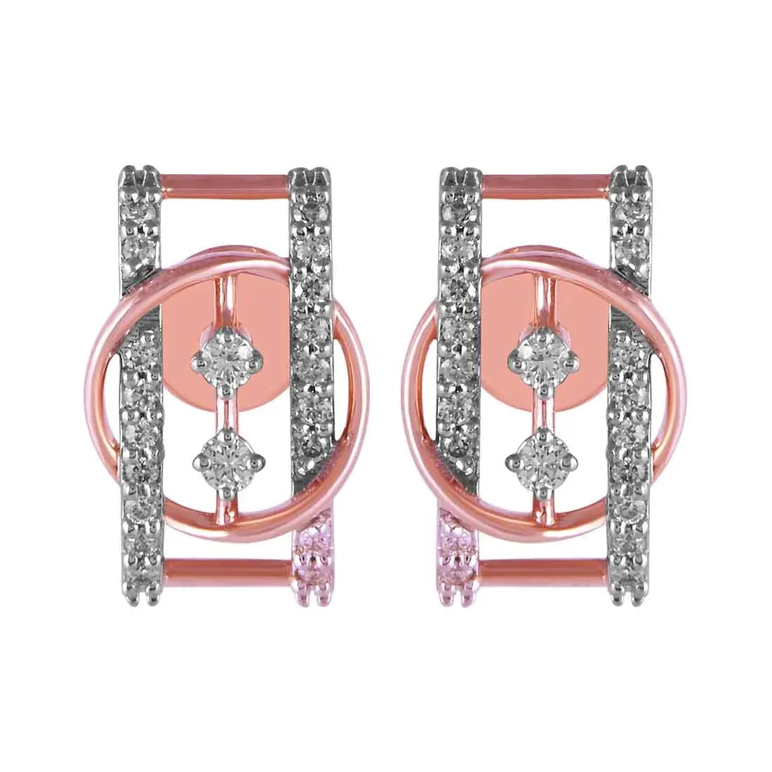 14KT (585) Rose Gold & Diamond Beautiful dainty Stud Earrings