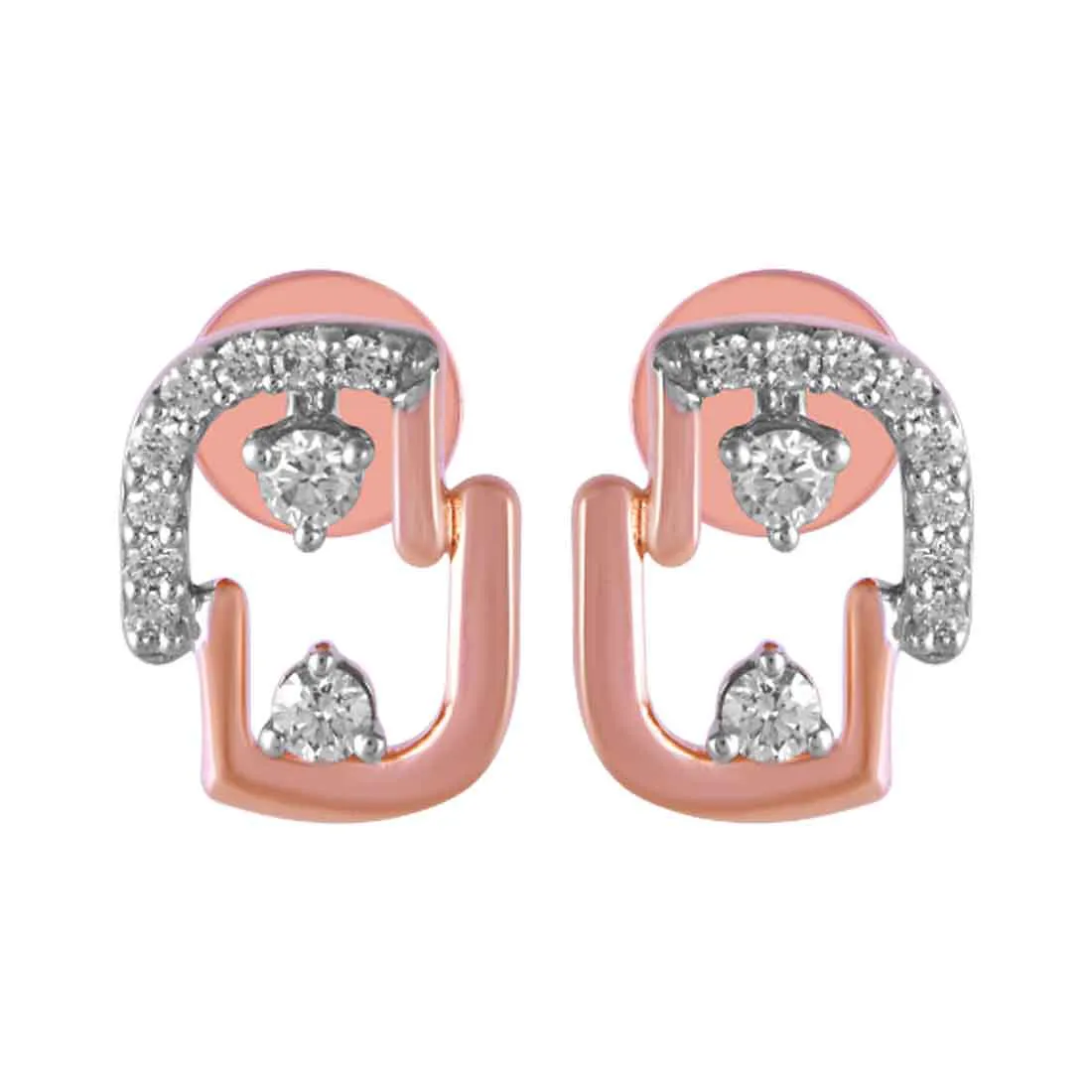 14KT (585) Rose Gold & Diamond Beautiful Stud Earrings