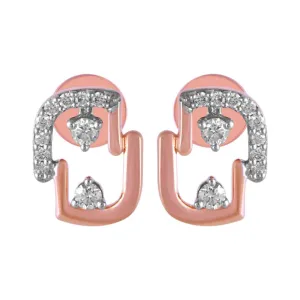 14KT (585) Rose Gold & Diamond Beautiful Stud Earrings