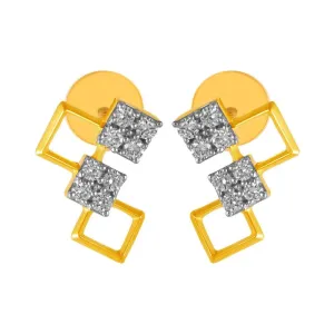 14KT (585) Yellow Gold & Diamond Stud Earrings