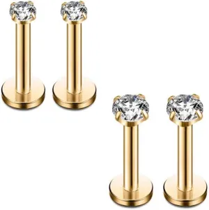 16G Clear Diamond CZ Mix-Color Lip Rings Labret Monroe Nose Tragus Helix Ear Piercing Jewelry Surgical Stainless Steel 2mm 3mm CZ 4-8 Pcs 8mm Bar
