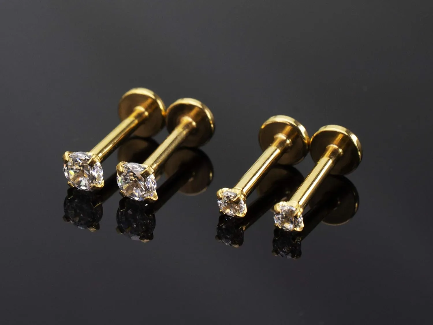 16G Clear Diamond CZ Mix-Color Lip Rings Labret Monroe Nose Tragus Helix Ear Piercing Jewelry Surgical Stainless Steel 2mm 3mm CZ 4-8 Pcs 8mm Bar
