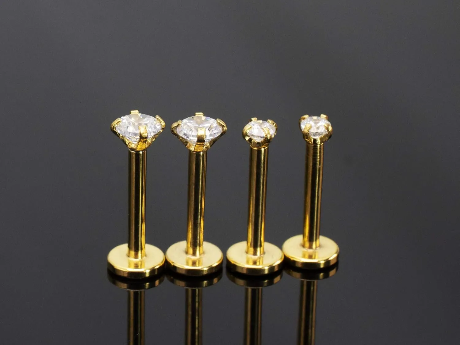 16G Clear Diamond CZ Mix-Color Lip Rings Labret Monroe Nose Tragus Helix Ear Piercing Jewelry Surgical Stainless Steel 2mm 3mm CZ 4-8 Pcs 8mm Bar