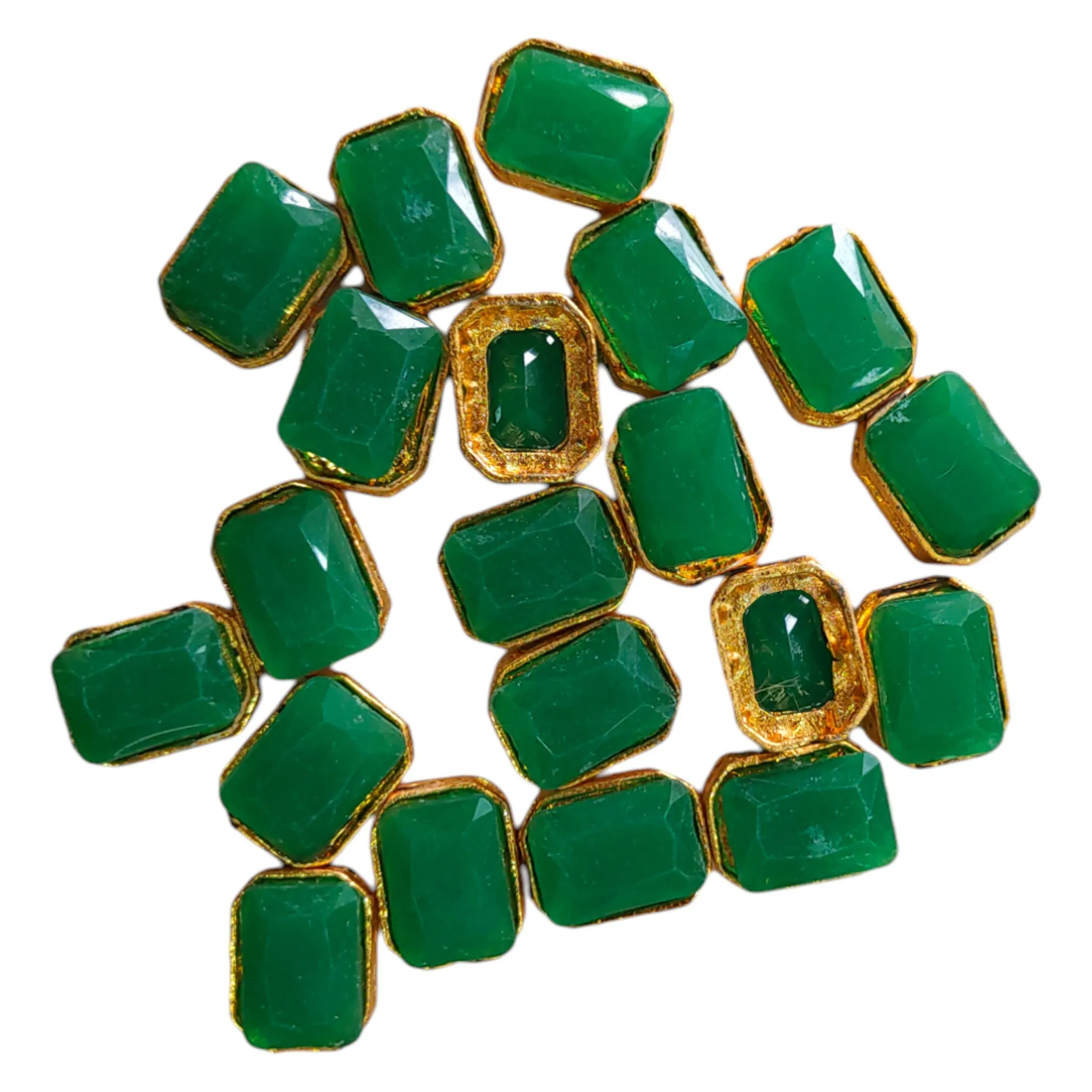 16mm Metal Stone Collet Pendant Meena Motif For Craft Or Decor - 40 Pcs