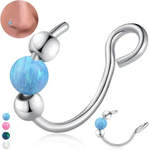 18g Gold Nose Hoops Opal Nose Rings For Women - Fake/Real, Surgical Steel, Hypoallergenic