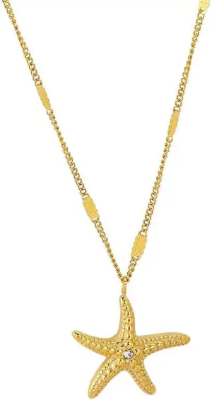 18K Gold Plated Starfish Necklace - Seashell Pendent Ocean Themed Necklace - Boho Summer Beach Jewelry