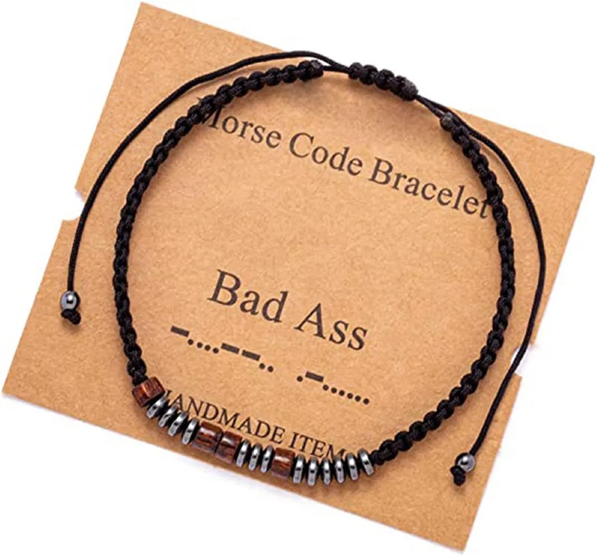 1Pc Morse Code Bracelets Funny Dainty Silk Beaded Wrap Friendship Bracelet Love Inspirational Encouragement Jewelry for Unisex