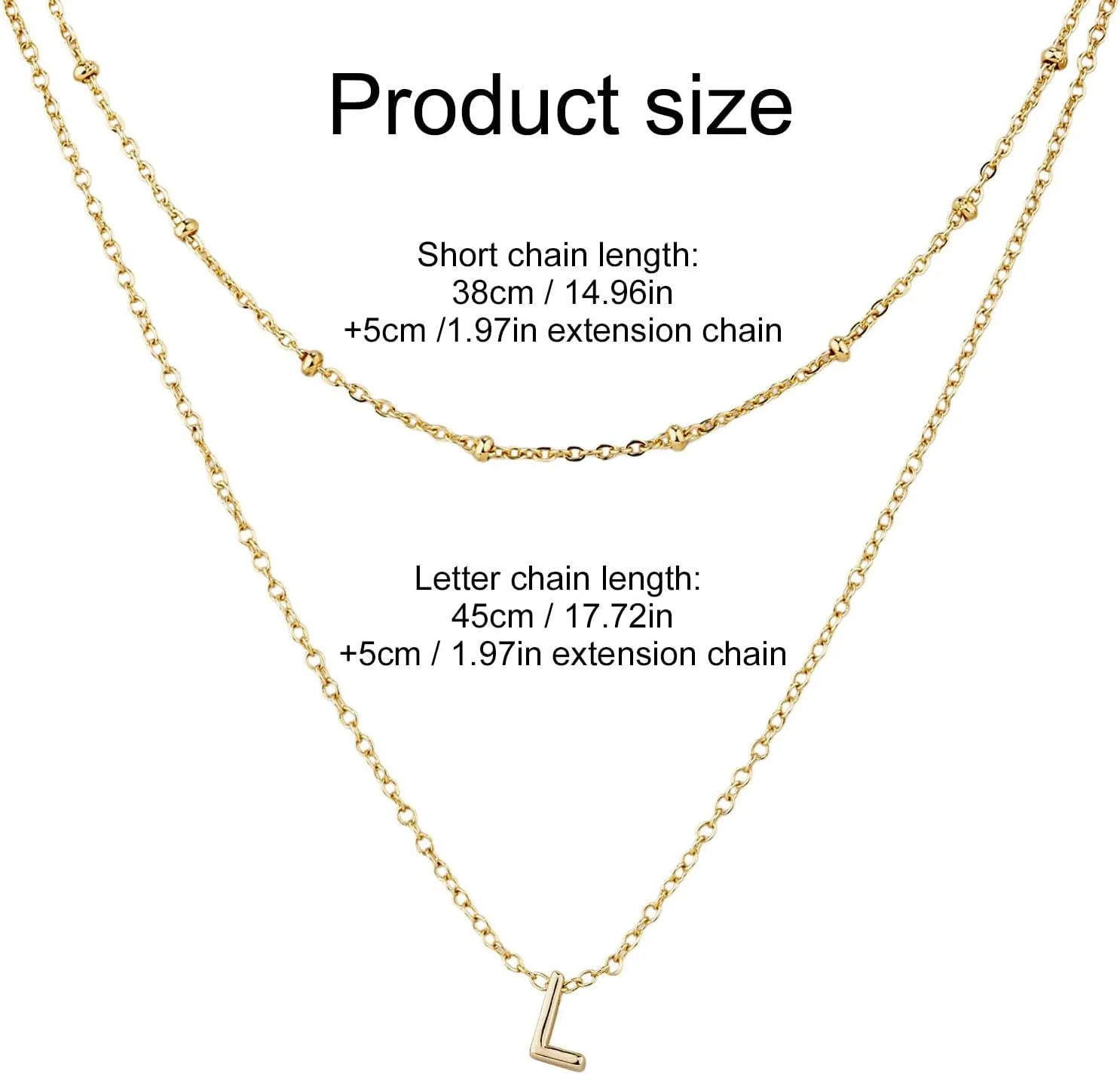1pcs Initial Letter Necklace & 1pcs Short Chain, Fashion Gold-Plated Alphabet Necklace Layered Initial Necklaces Tiny Pendant Choker Necklace for Women Jewelry