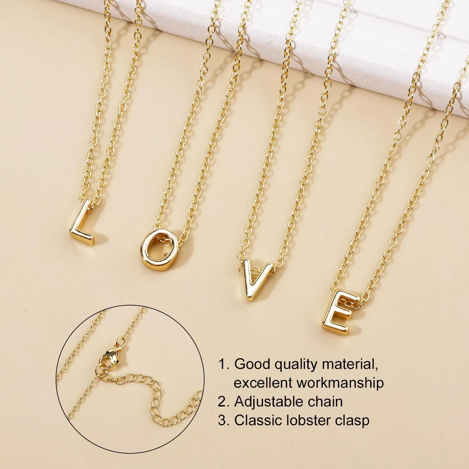1pcs Initial Letter Necklace & 1pcs Short Chain, Fashion Gold-Plated Alphabet Necklace Layered Initial Necklaces Tiny Pendant Choker Necklace for Women Jewelry