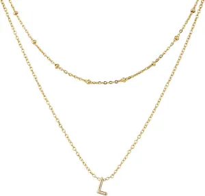 1pcs Initial Letter Necklace & 1pcs Short Chain, Fashion Gold-Plated Alphabet Necklace Layered Initial Necklaces Tiny Pendant Choker Necklace for Women Jewelry