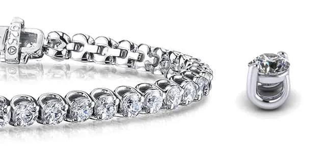 2 Prong Brilliant Round Lab-Grown Diamond Tennis Bracelet with 3.98 ct.(finished) 2.7mm