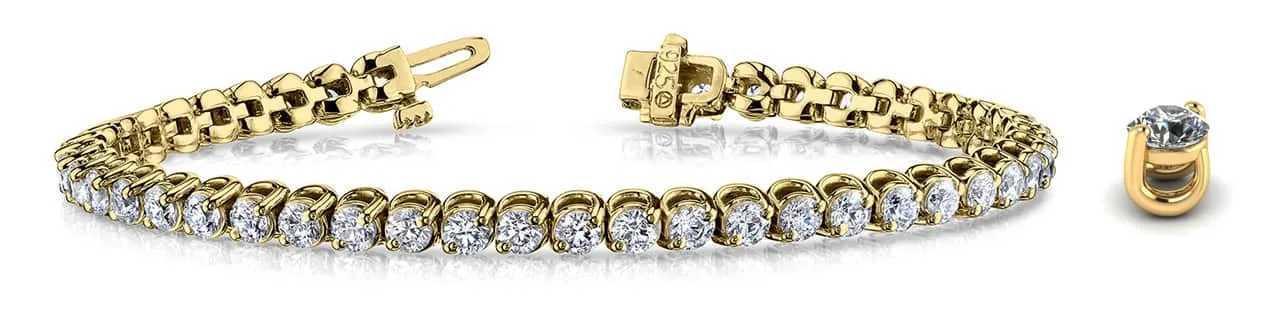 2 Prong Brilliant Round Lab-Grown Diamond Tennis Bracelet with 3.98 ct.(finished) 2.7mm