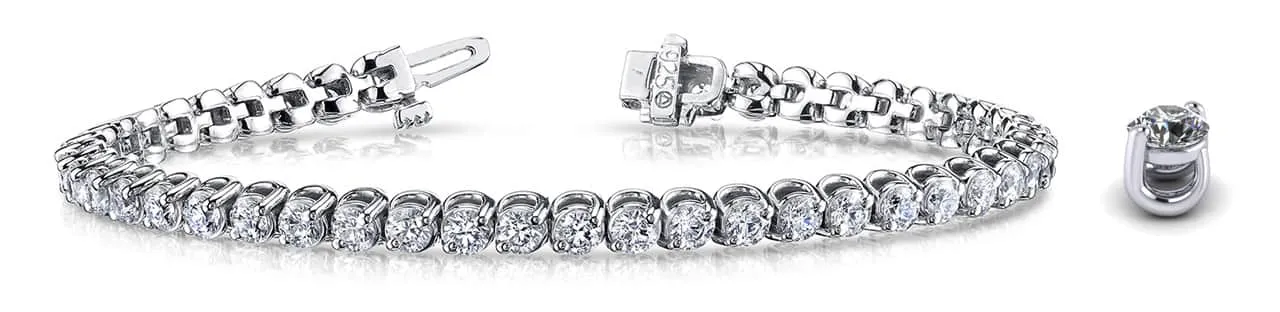 2 Prong Brilliant Round Lab-Grown Diamond Tennis Bracelet with 3.98 ct.(finished) 2.7mm