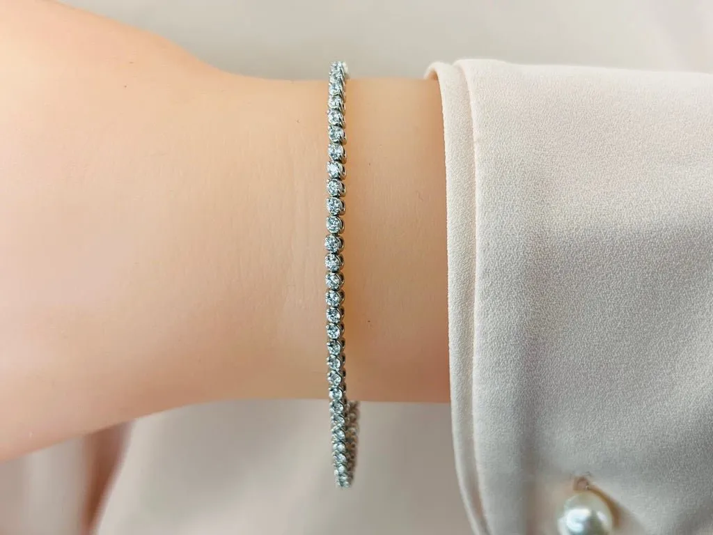 2 Prong Brilliant Round Lab-Grown Diamond Tennis Bracelet with 3.98 ct.(finished) 2.7mm