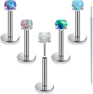 20G 18G 16G Titanium Threadless Flat Back Earrings Nose Ring Studs Tragus Labret Medusa Piercing Jewelry G23 Monroe Lip Ring Snake Bite Forward Helix Conch Cartilage Earrings Piercing Jewelry