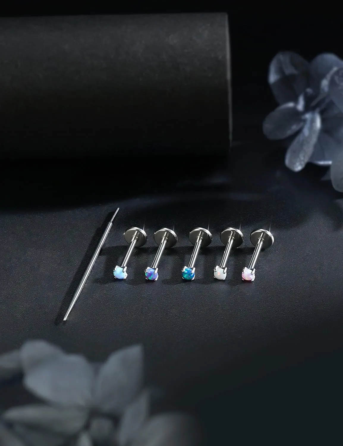 20G 18G 16G Titanium Threadless Flat Back Earrings Nose Ring Studs Tragus Labret Medusa Piercing Jewelry G23 Monroe Lip Ring Snake Bite Forward Helix Conch Cartilage Earrings Piercing Jewelry