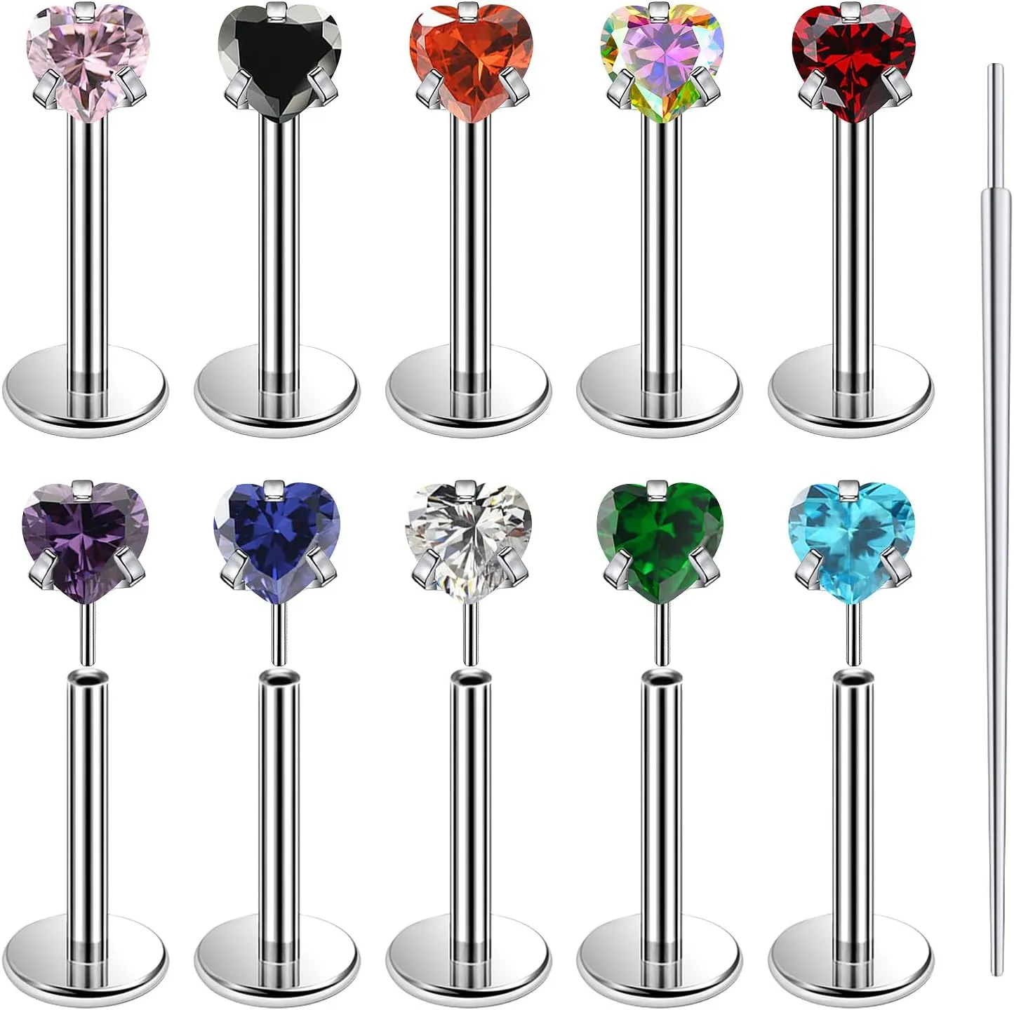 20G 18G 16G Titanium Threadless Flat Back Earrings Nose Ring Studs Tragus Labret Medusa Piercing Jewelry G23 Monroe Lip Ring Snake Bite Forward Helix Conch Cartilage Earrings Piercing Jewelry
