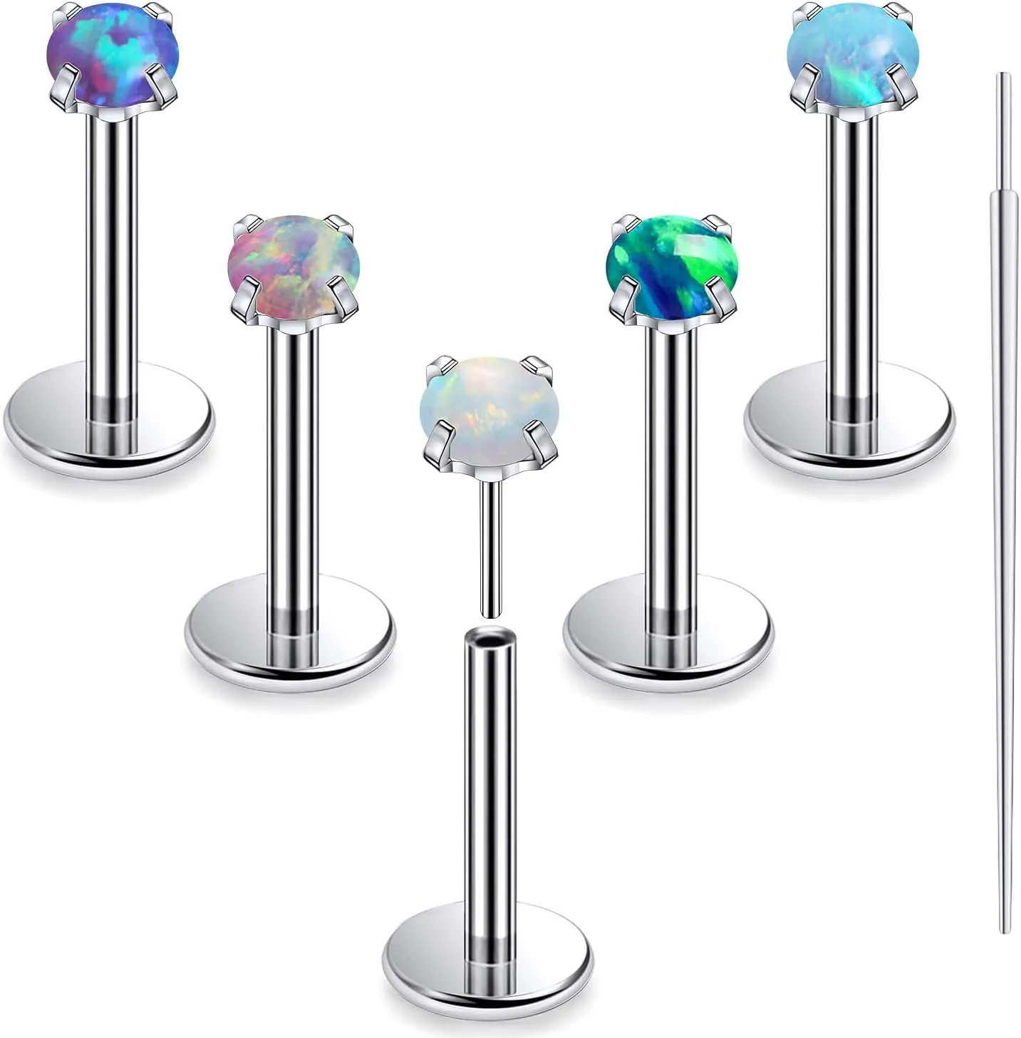 20G 18G 16G Titanium Threadless Flat Back Earrings Nose Ring Studs Tragus Labret Medusa Piercing Jewelry G23 Monroe Lip Ring Snake Bite Forward Helix Conch Cartilage Earrings Piercing Jewelry