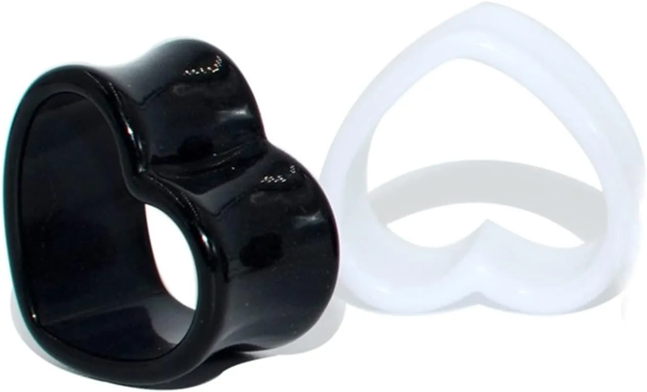 2Pcs Acrylic Ear Gauges Jewelry, 10mm Ear Tunnel Earrings White Hollow Heart Shape Earrings Plugs and Tunnels