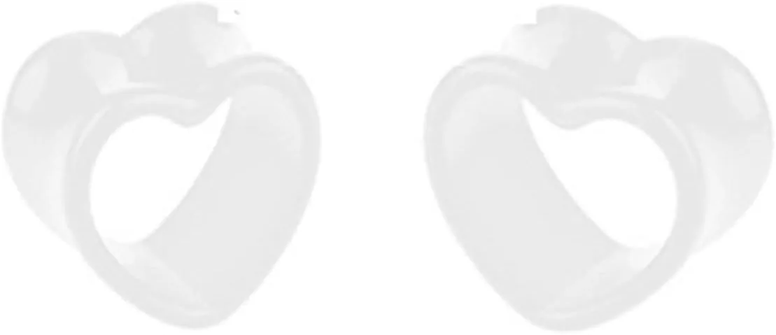 2Pcs Acrylic Ear Gauges Jewelry, 10mm Ear Tunnel Earrings White Hollow Heart Shape Earrings Plugs and Tunnels