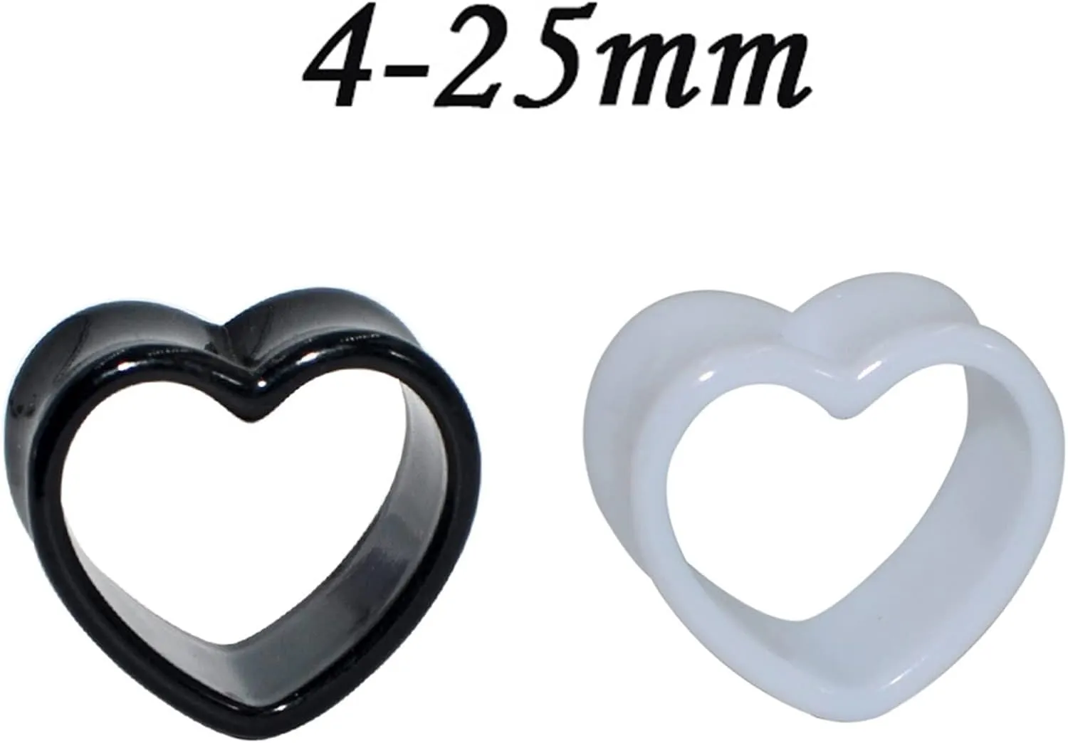 2Pcs Acrylic Ear Gauges Jewelry, 10mm Ear Tunnel Earrings White Hollow Heart Shape Earrings Plugs and Tunnels
