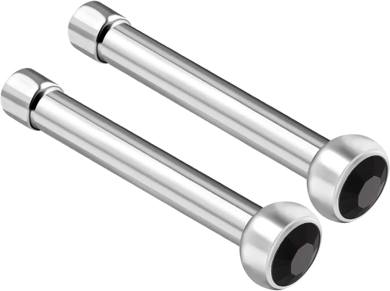 2PCS Surgical Steel Gauge Nose Stud Ring 18g 1mm Flesh Nostril Straight Crystal Piercing Jewelry - See More Colors