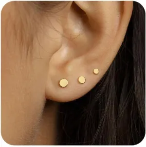 3 Pairs Gold Earrings for Women Trendy 925 Sterling Silver Stud Cartilage Earrings Hypoallergenic 14K Gold Planted Pearl Cute Earring Sets for Multiple Piercing Cubic Zirconia Opal Jewelry