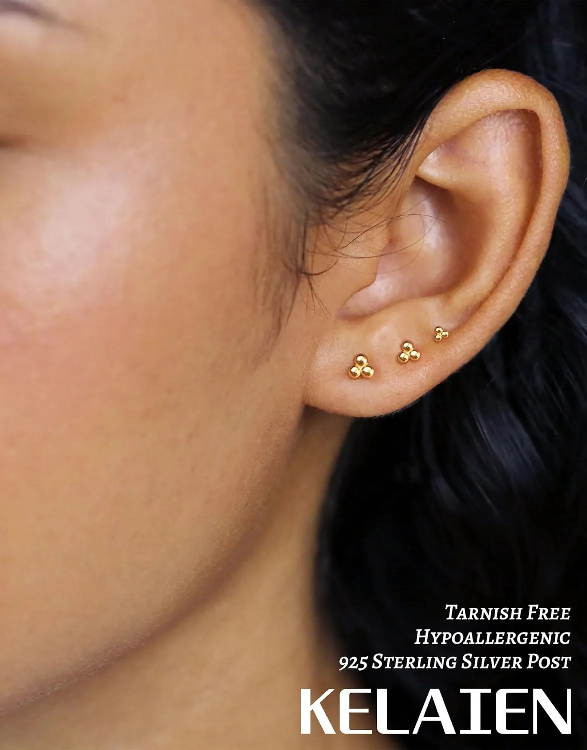 3 Pairs Gold Earrings for Women Trendy 925 Sterling Silver Stud Cartilage Earrings Hypoallergenic 14K Gold Planted Pearl Cute Earring Sets for Multiple Piercing Cubic Zirconia Opal Jewelry